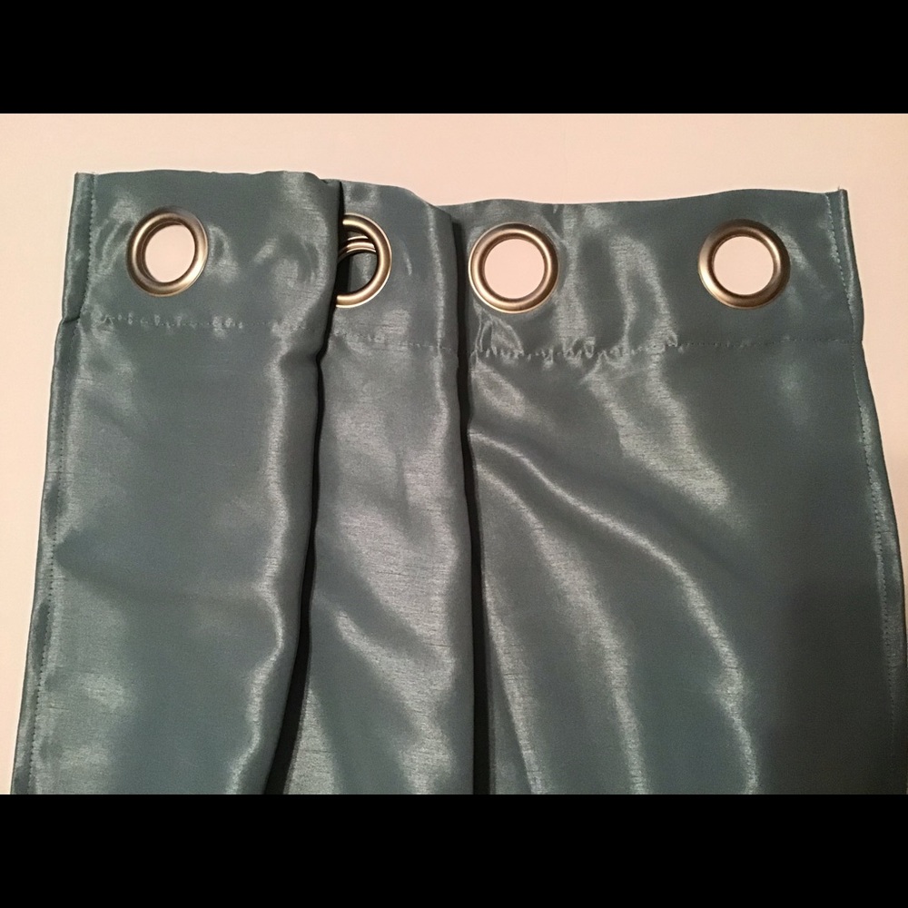 Curtains - 2 panel, teal curtains.